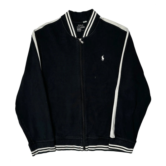 Vintage Polo By Ralph Lauren Track Jacket - Large Black Cotton