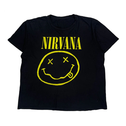Smiley Face Logo Nirvana Band T-Shirt - XL Black Cotton