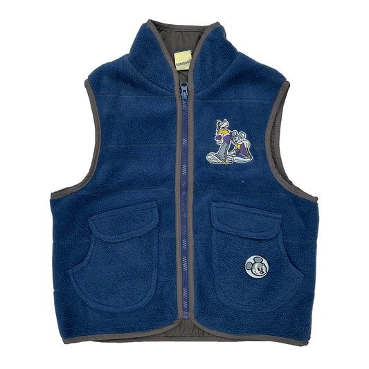 Vintage Mickey & Co. Age 7 Disney Cartoon Fleece Gilet - Small Blue Polyester