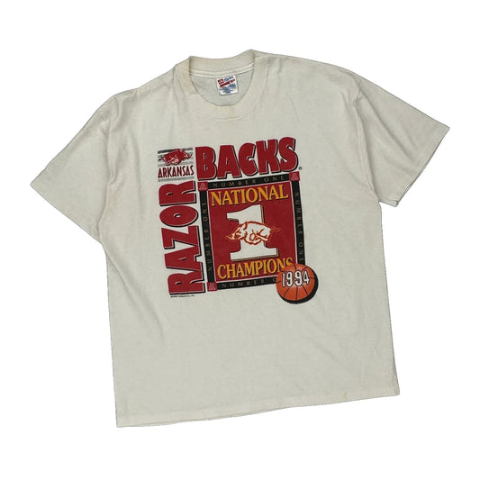 Hanes Single Stitch T-Shirt - XL Cream Cotton Blend