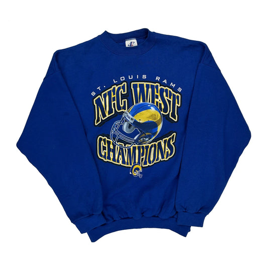 St. Louis Rams Logo Athletics Nfl Sweatshirt - XL Blue Cotton Blend