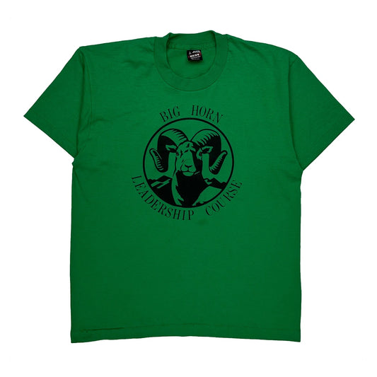 Vintage Big Horn Leadership Course Fruit Of The Loom Single Stitch T-Shirt - Large Green Cotton Blend