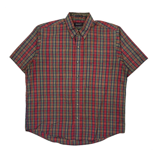 Vintage Gant Checked Short Sleeve Shirt - Large Multicoloured Cotton Blend