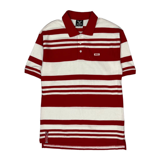 Vintage Avirex Striped Polo Shirt - Medium Red Cotton