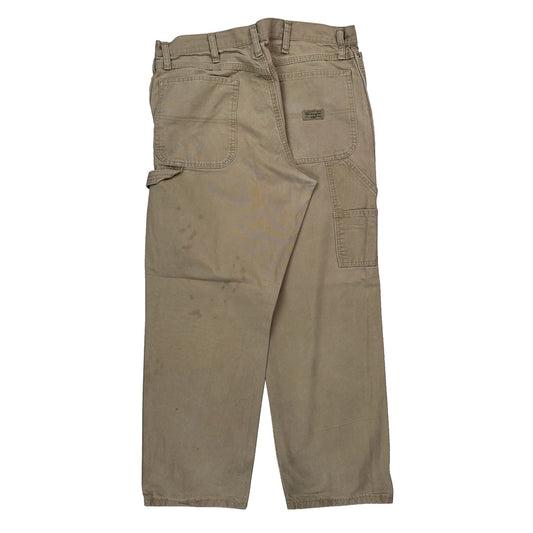 Wrangler Carpenter Trousers - 33W 30L Beige Cotton