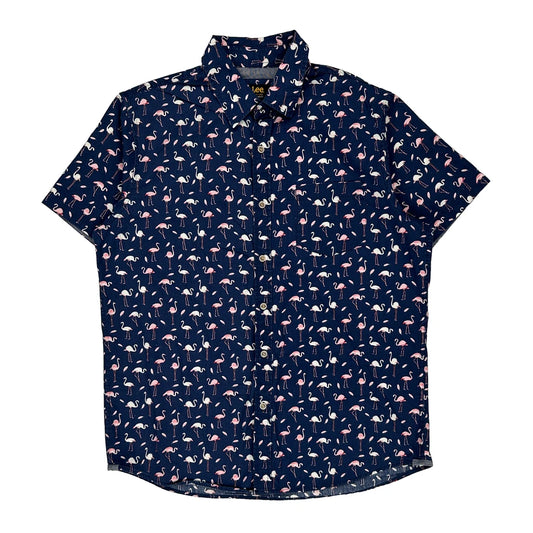 Lee Short Sleeve Shirt - Large Blue Cotton