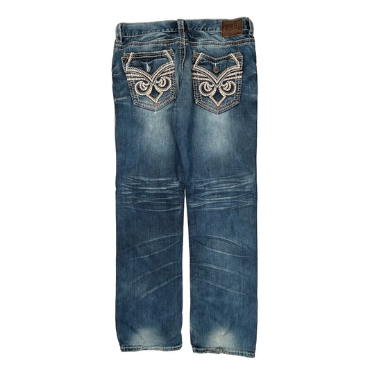 Affliction Studded Jeans - 35W 33L Blue Denim