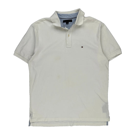 Tommy Hilfiger Polo Shirt - Large White Cotton