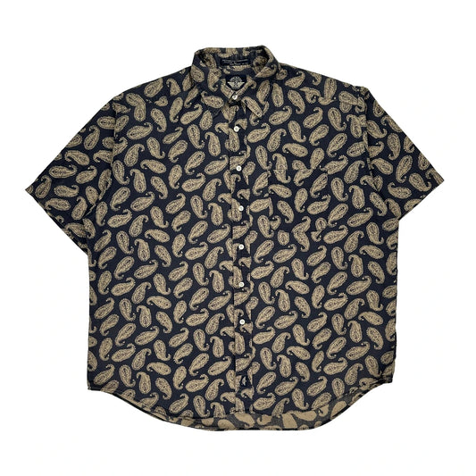 Dockers Short Sleeve Shirt - Large Navy Cotton