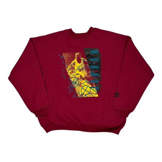 Jordan Nike Graphic Sweatshirt - XL Red Cotton