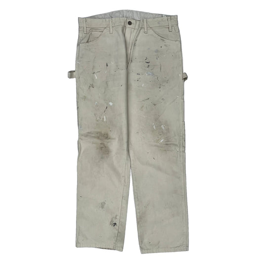 Dickies Carpenter Trousers - 36W 32L Beige Cotton