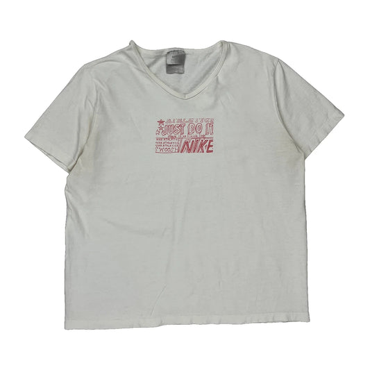 Just Do It Nike T-Shirt - Large White Cotton