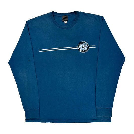 Skateboards Santa Cruz Graphic Long Sleeve T-Shirt - Large Blue Cotton