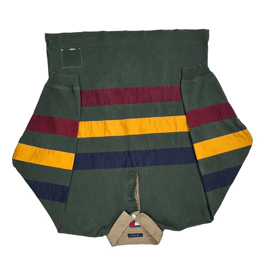 Vintage Tommy Hilfiger Striped Rugby Shirt - XL Green Cotton
