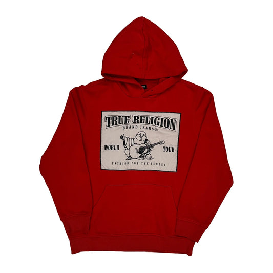 True Religion Graphic Hoodie - Medium Red Cotton Blend