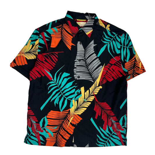 Vintage Cubavera Floral Hawaiian Shirt - Large Black Polyester