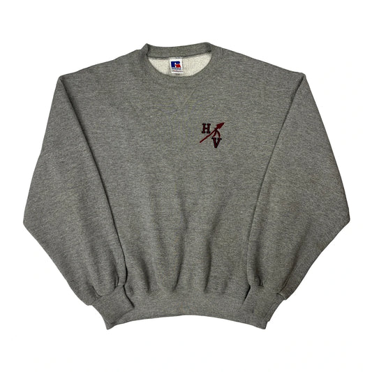 Vintage Russell Athletic Sweatshirt - Large Grey Cotton Blend