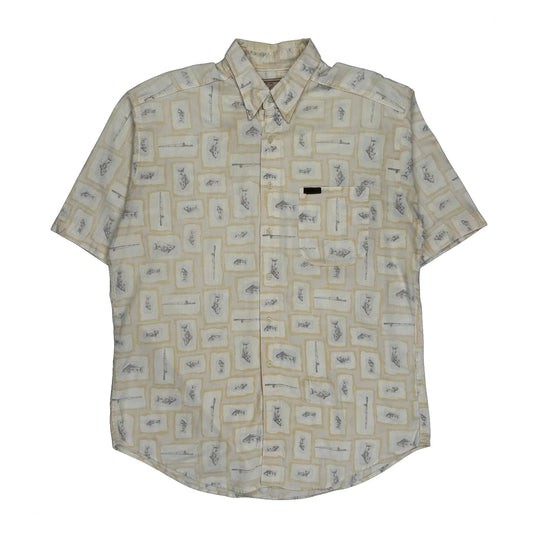 Woolrich Short Sleeve Shirt - Large Cream Cotton