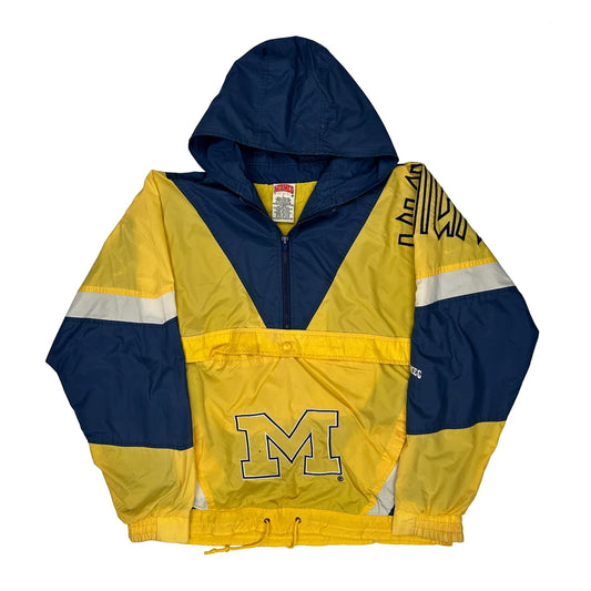 Vintage University Of Michigan Nutmeg College Windbreaker - Large Blue Nylon