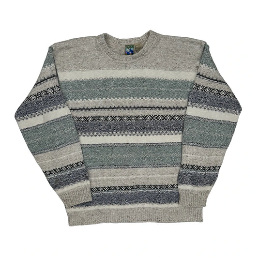 Unbranded Striped Jumper - Large Grey Cotton