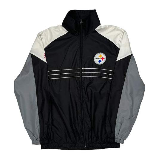 Steelers Nfl Football Track Jacket - Large Grey Polyester