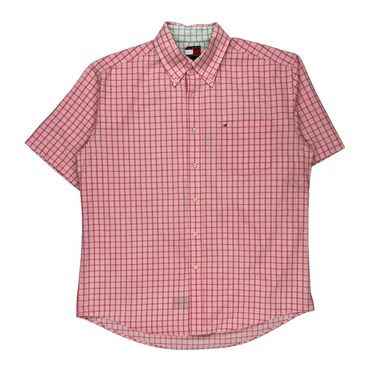 Tommy Hilfiger Checked Short Sleeve Shirt - Large Pink Cotton