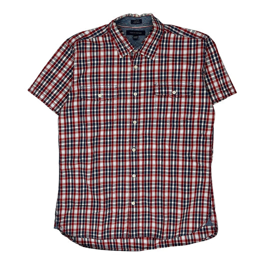 Vintage Tommy Hilfiger Checked Short Sleeve Shirt - Large Red Cotton