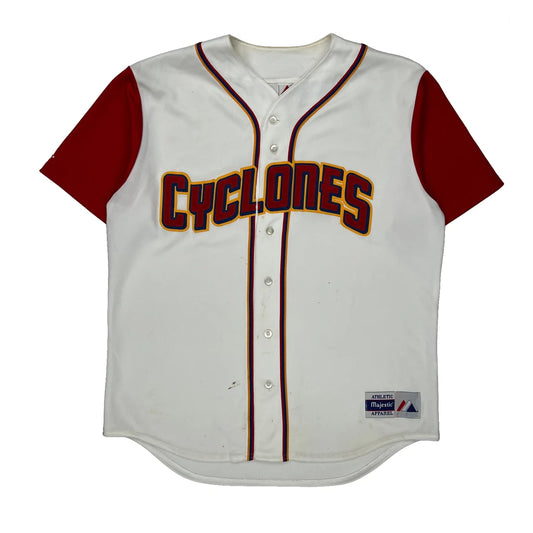 Vintage Cyclones Majestic Jersey - Large Red Polyester