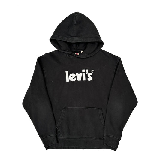 Vintage Levis Spellout Hoodie - Medium Black Cotton