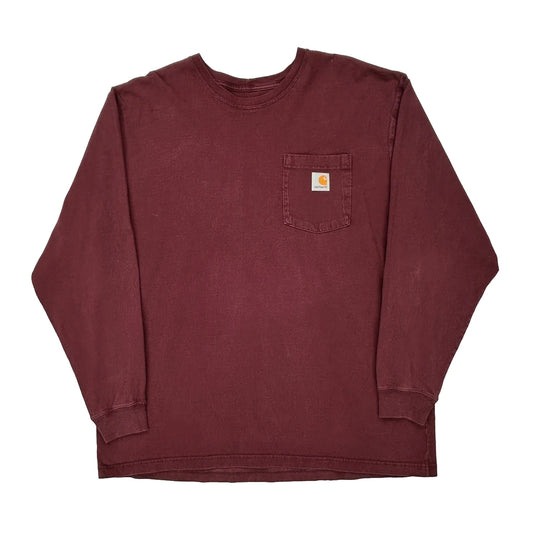 Carhartt Long Sleeve T-Shirt - XL Burgundy Cotton