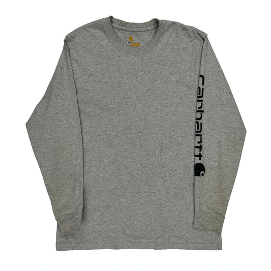 Carhartt Long Sleeve T-Shirt - Large Grey Cotton Blend