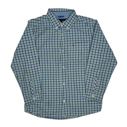Vintage Age 7 Tommy Hilfiger Checked Shirt - Small Blue Cotton