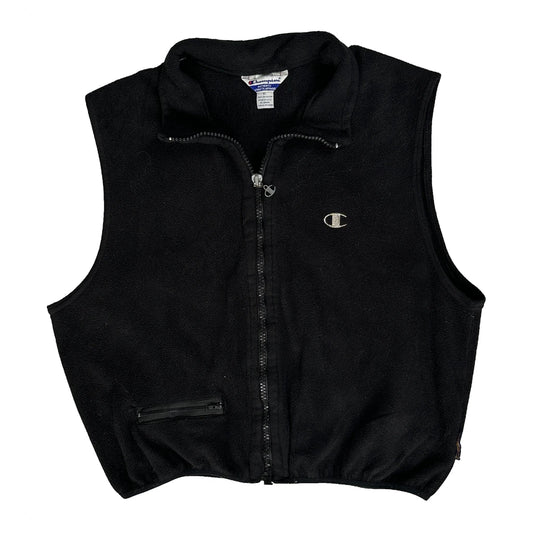 Vintage Champion Fleece Gilet - XL Black Polyester