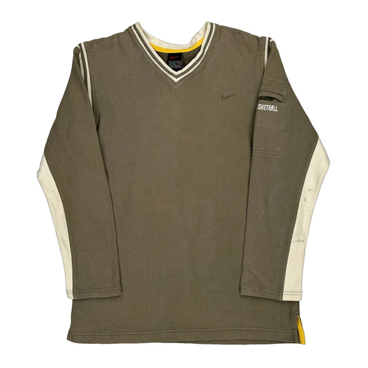Nike Long Sleeve T-Shirt - XL Khaki Cotton