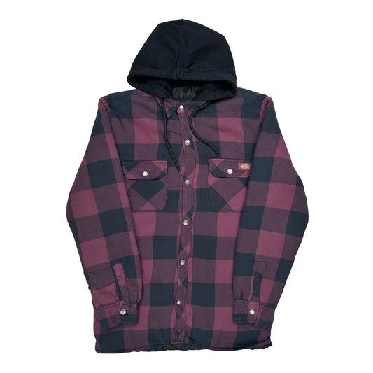 Vintage Dickies Checked Jacket - Medium Burgundy Cotton