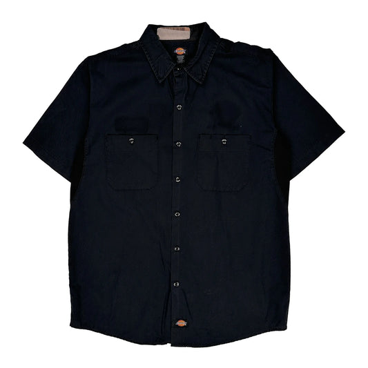 Dickies Short Sleeve Shirt - Large Black Cotton
