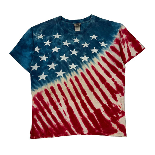 Liquid Blue Tie-Dye T-Shirt - Large Multicoloured Cotton