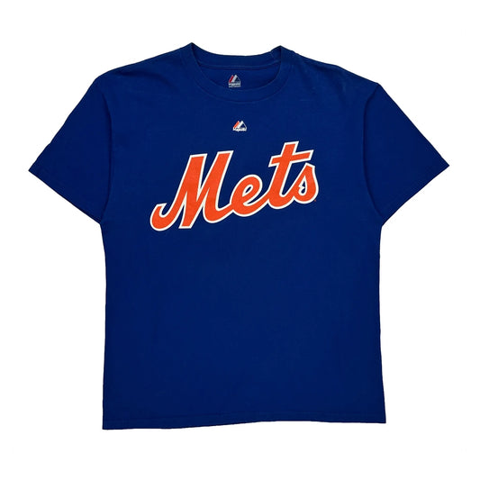 Vintage Mets Majestic Mlb T-Shirt - Large Blue Cotton