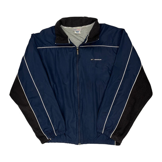 Vintage Reebok Striped Track Jacket - XL Blue Nylon