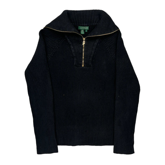 Ralph Lauren 1/4 Zip - Large Black Cotton