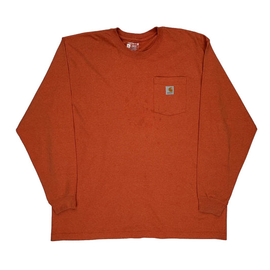 Carhartt Long Sleeve T-Shirt - 2XL Orange Cotton
