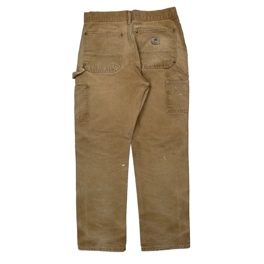 Vintage Made In USA Carhartt B01 Brn Double Knee Carpenter Trousers - 30W 31L Brown Cotton