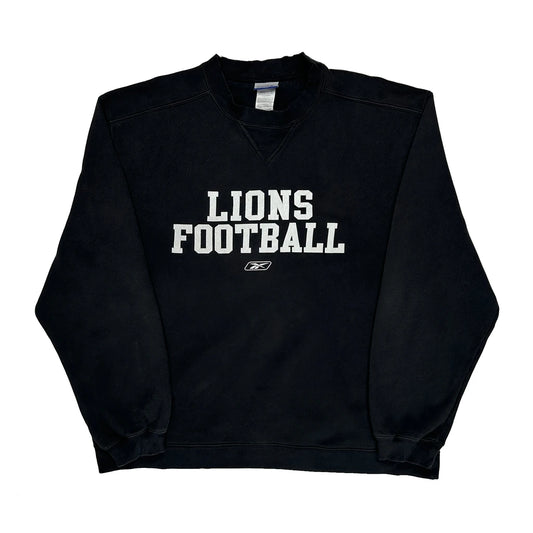 Vintage Lions Football Reebok Sweatshirt - XL Black Cotton Blend