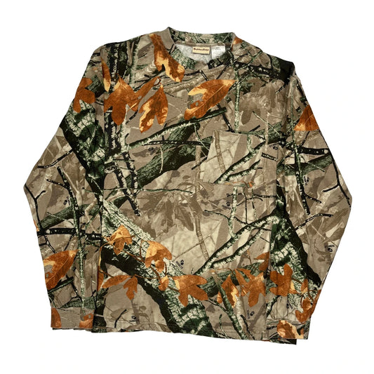 Outfitters Ridge Camo Long Sleeve T-Shirt - XL Green Cotton