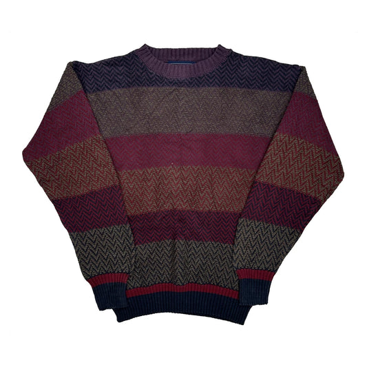 90S Made In USA Chaps Ralph Lauren Chunky Knit Jumper - Medium Multicoloured Cotton