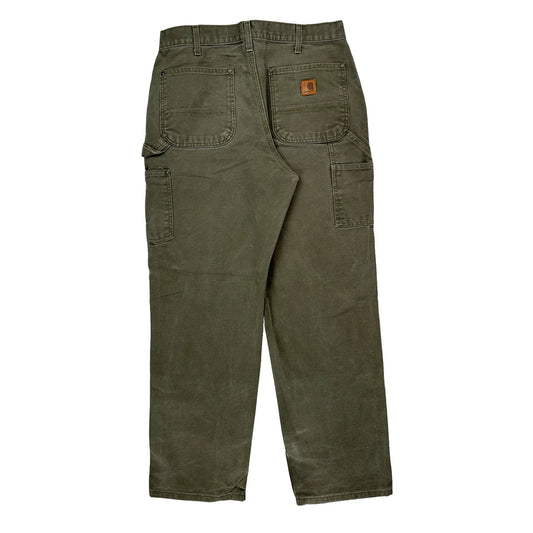 Vintage Carhartt B136 Mos Double Knee Carpenter Trousers - 32W 31L Green Cotton