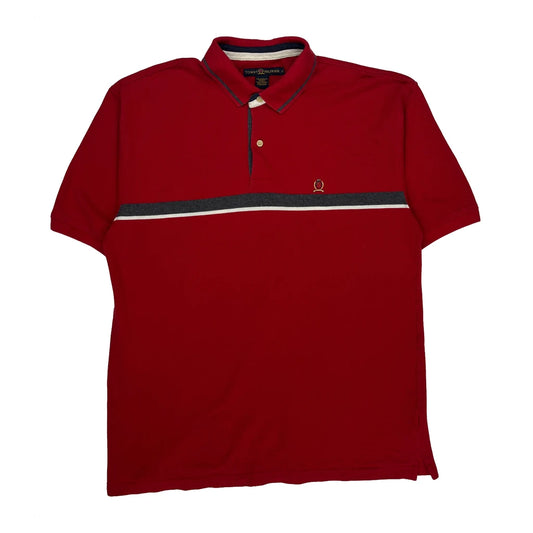 Tommy Hilfiger Striped Polo Shirt - XL Red Cotton