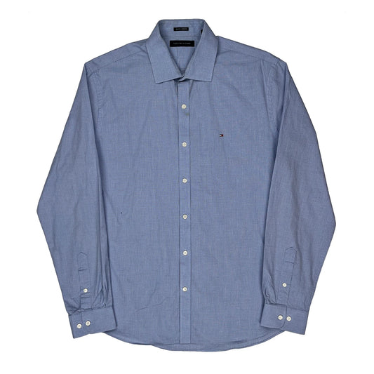 Vintage Tommy Hilfiger Slim Fit Shirt - Large Blue Cotton
