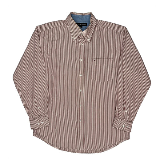 Tommy Hilfiger Striped Shirt - Large Red Cotton