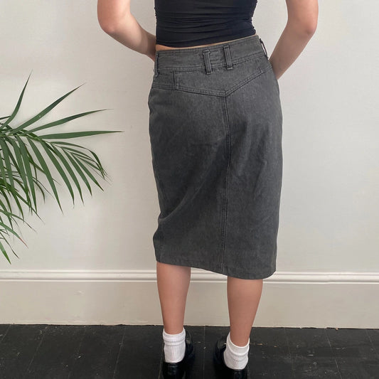 Vintage black Blooming Denim Skirt - womens 28" waist